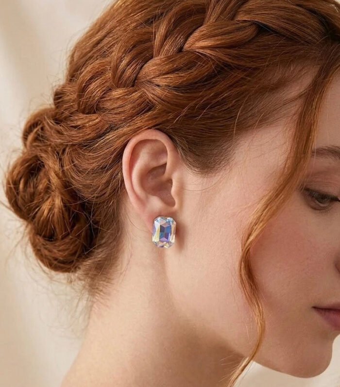 AuroraGem Rectangle Stud Earrings