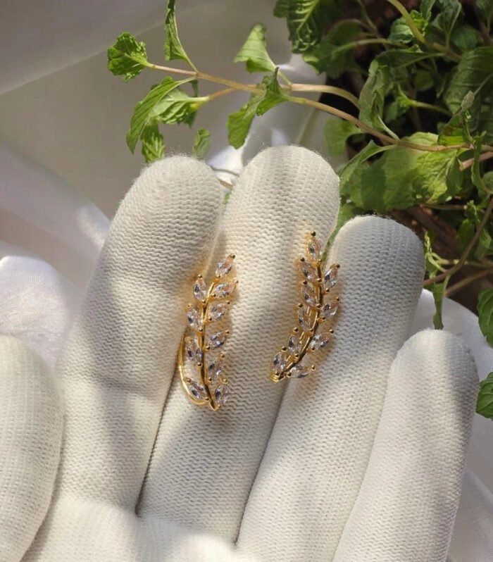 Aurora Leaf Crystal Ear Cuff
