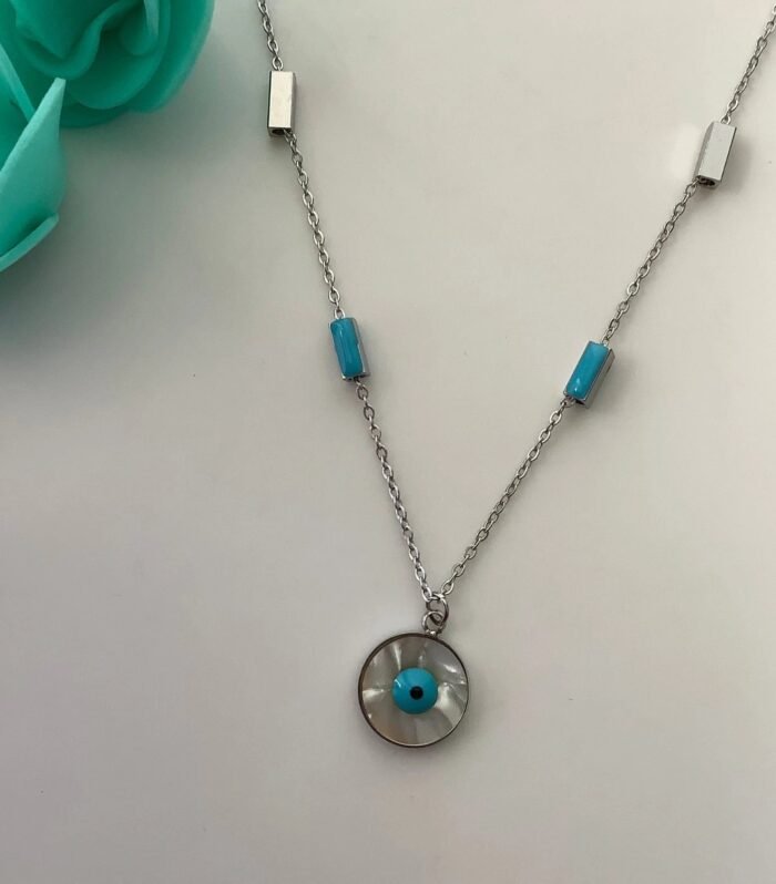 Azure Evil Eye Silver Necklace