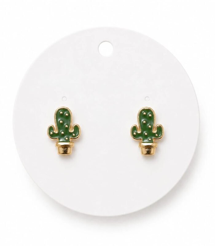 Cacti Charm Stud Earrings