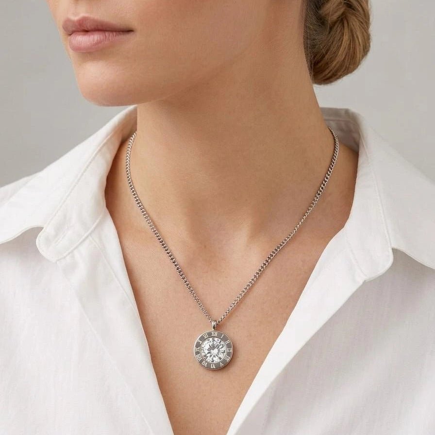Celestial Roman Clock Necklace