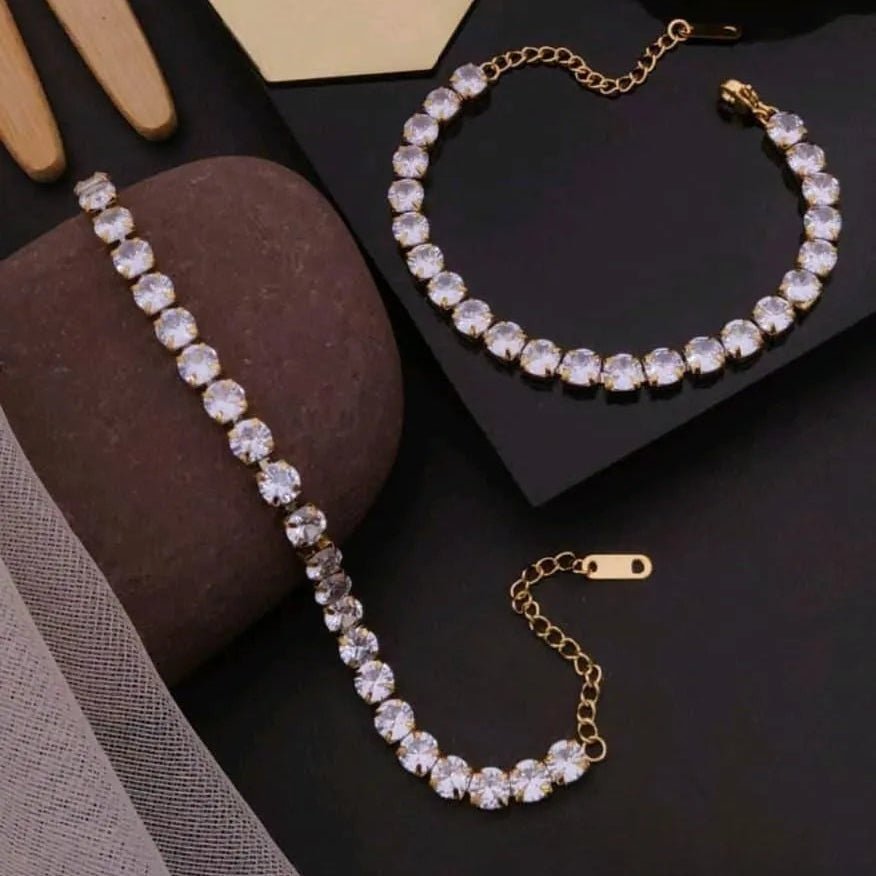 Golden Sparkle Diamond Charm Bracelet