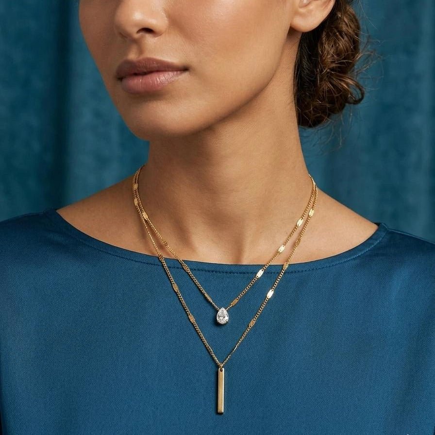 Crystal Bar Layered Necklace