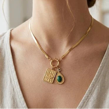 Emerald Talisman Gold Necklace