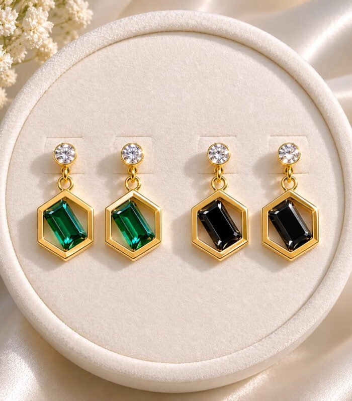 Emerelle Hexa Gem Drop Earrings