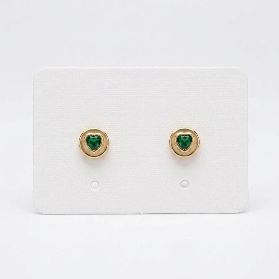 Emeria Heart Gem Stud Earrings