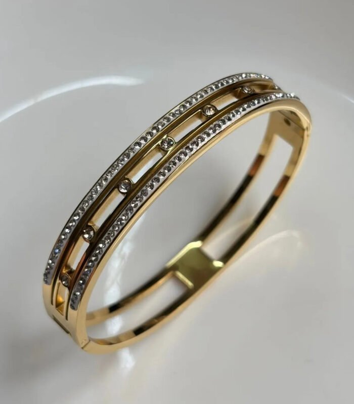 Gold Diamond Triple Line Kada