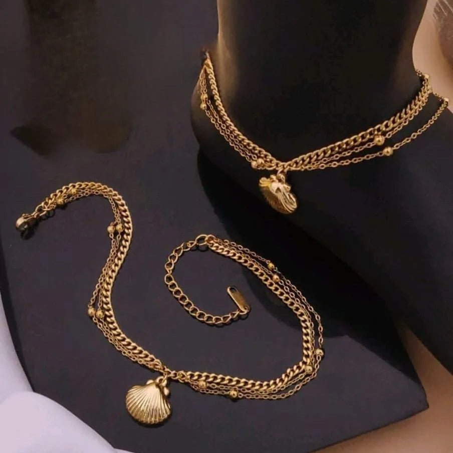 Gold Shell Charm Anklet