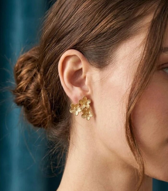 Golden Bloom Floral Stud Earrings