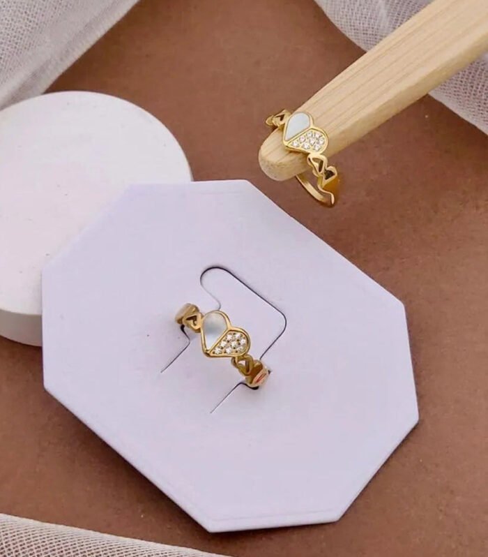 Golden Split Heart Anti-Tarnish Ring