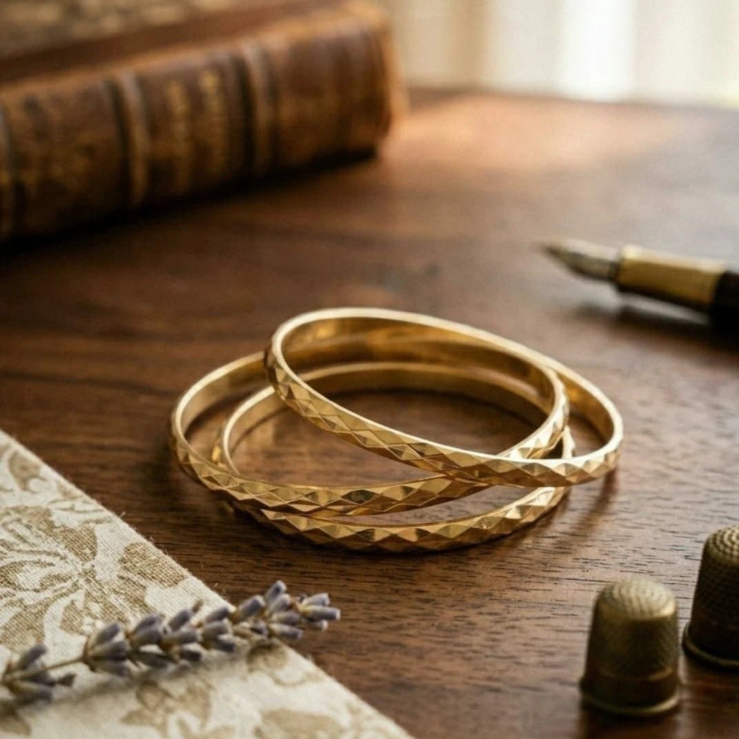 Golden Elegance Textured Bangles (3 SET)