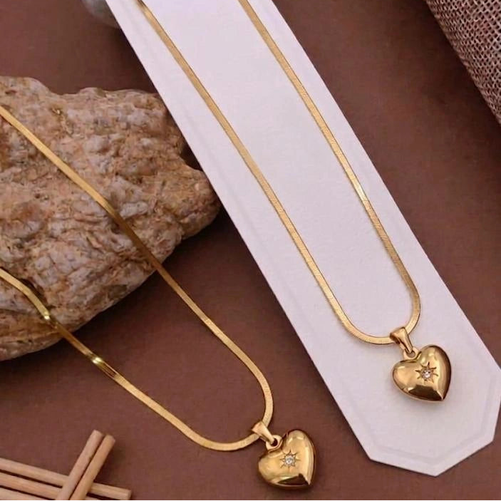 Golden Heart Locket Necklace