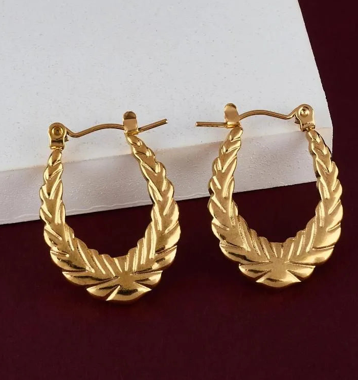 Golden Laurel Hoop Earrings