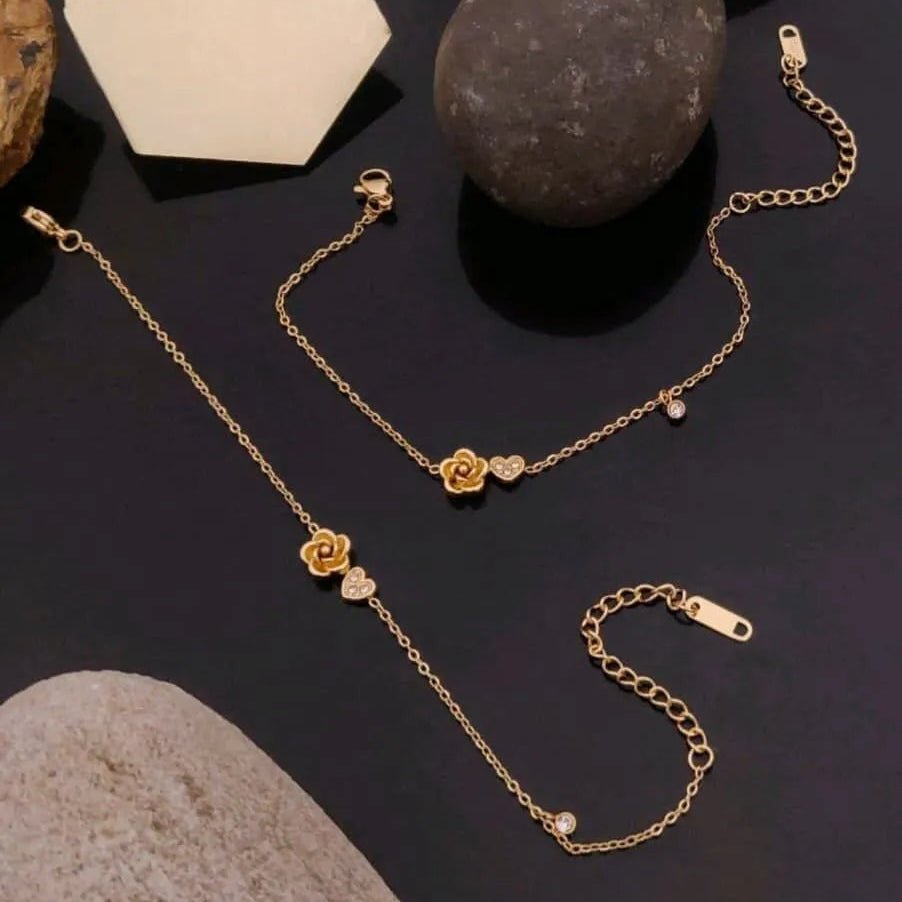 Golden Rose Charm Bracelet