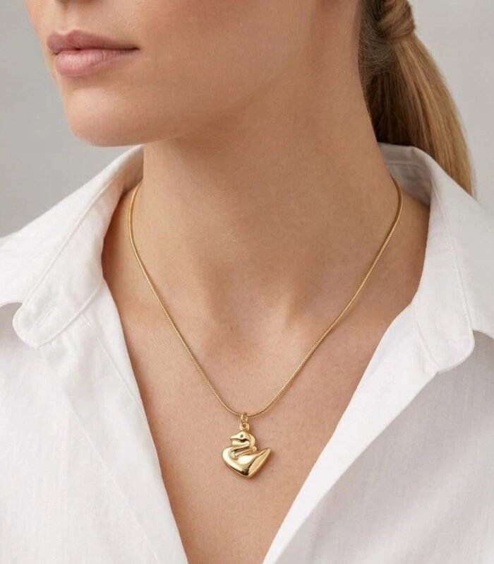 Golden Swan Heart Necklace