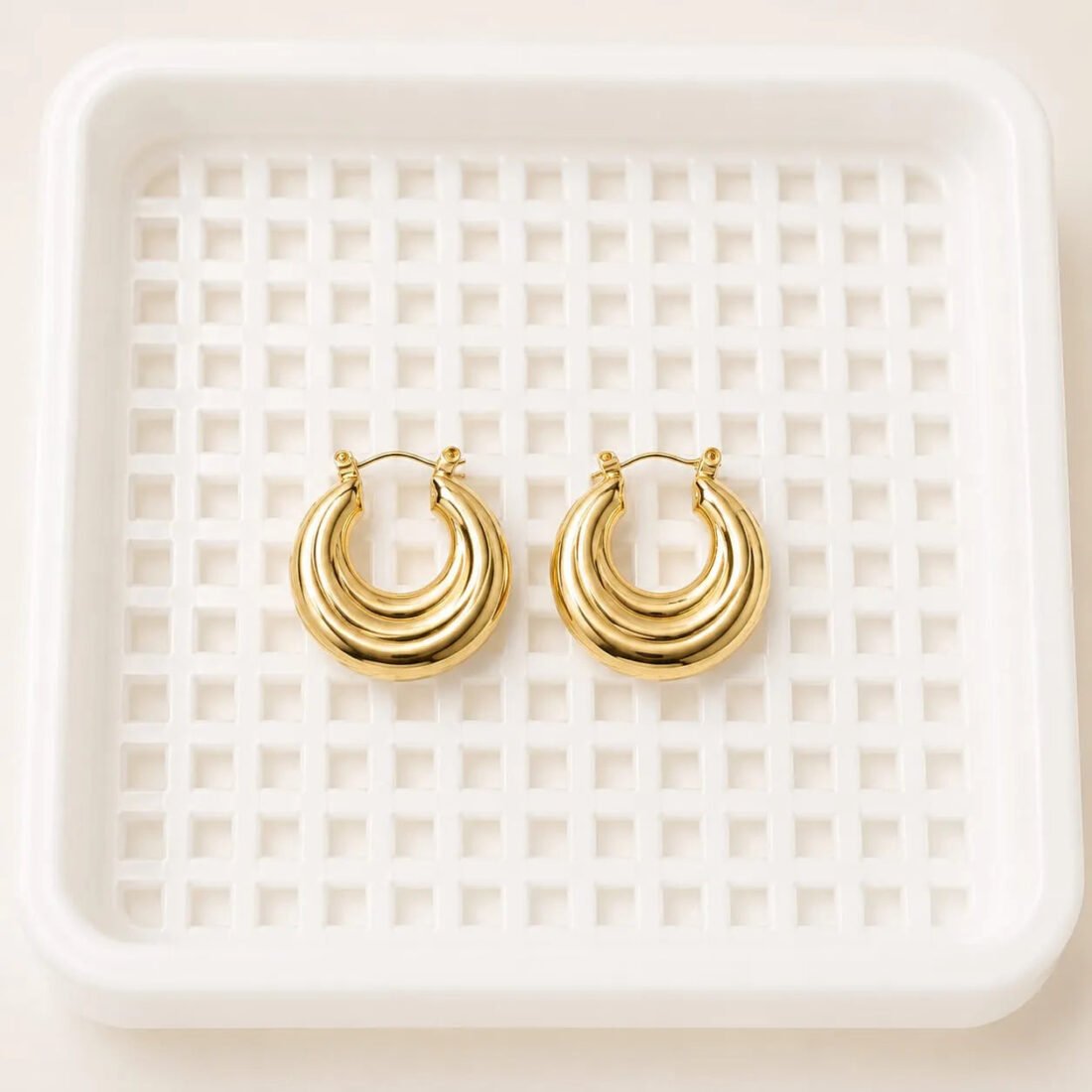 Golden Triple Hoop Earrings