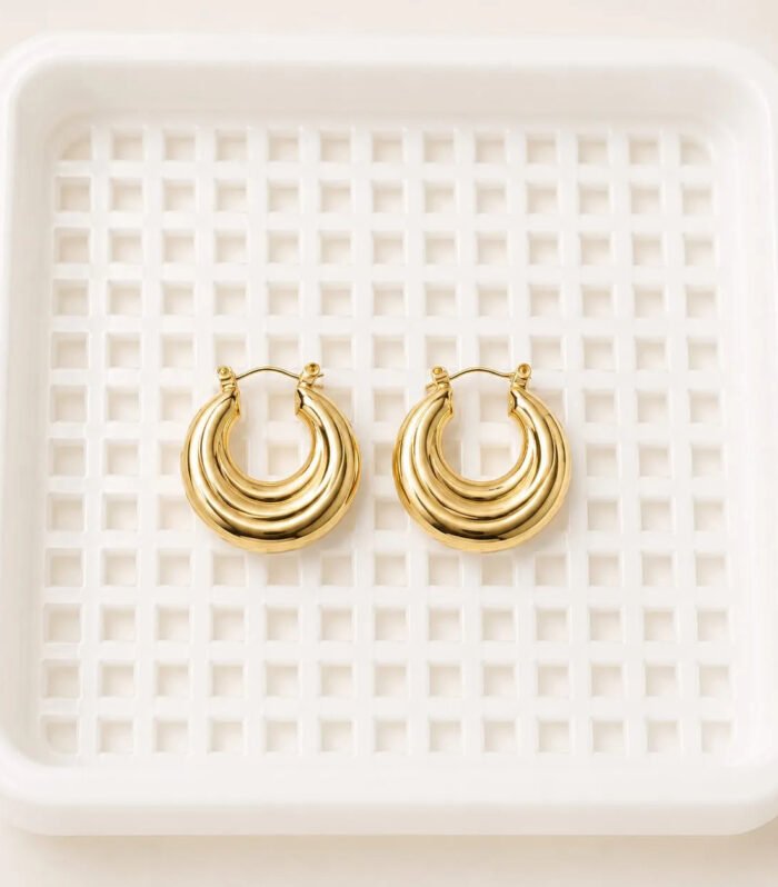 Golden Triple Hoop Earrings