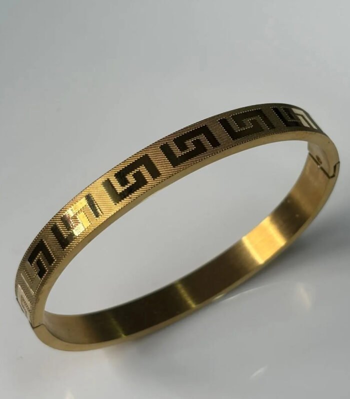 Greek Key Pattern Rose Gold Kada