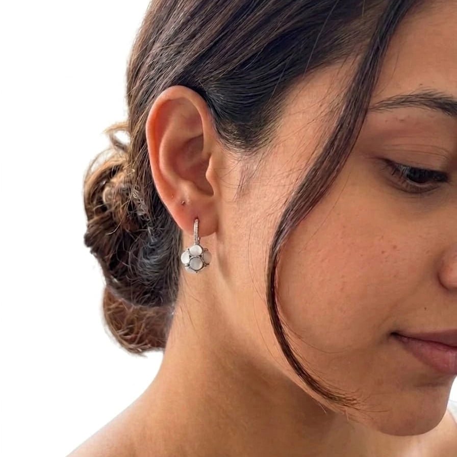 Luna Blossom Silver Flower Earrings