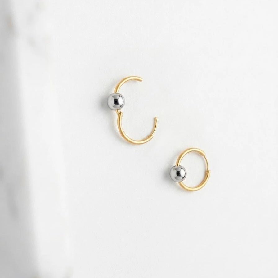 Luna Dual Tone Hoop Earrings