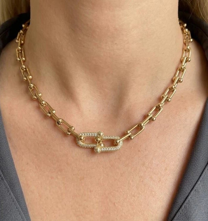 Luxe Link Crystal Chain Necklace
