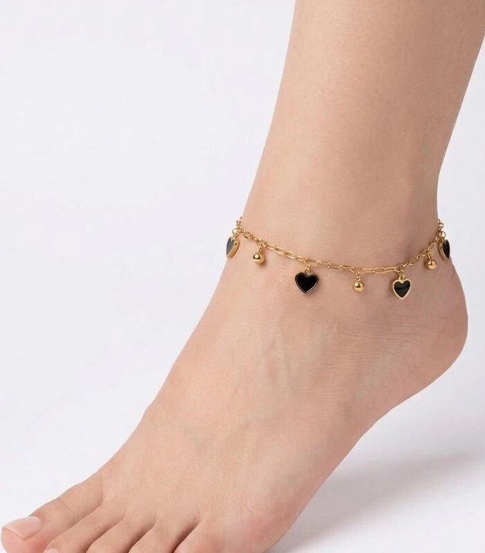 Midnight Heart Charm Anklet