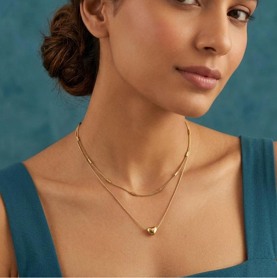 Minimal Heart Layered Necklace