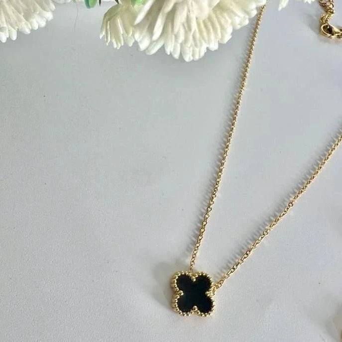Noctura Clover Black Onyx Pendant Necklace
