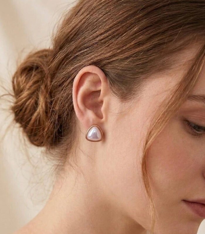 PearlGlow Triangle Stud Earrings