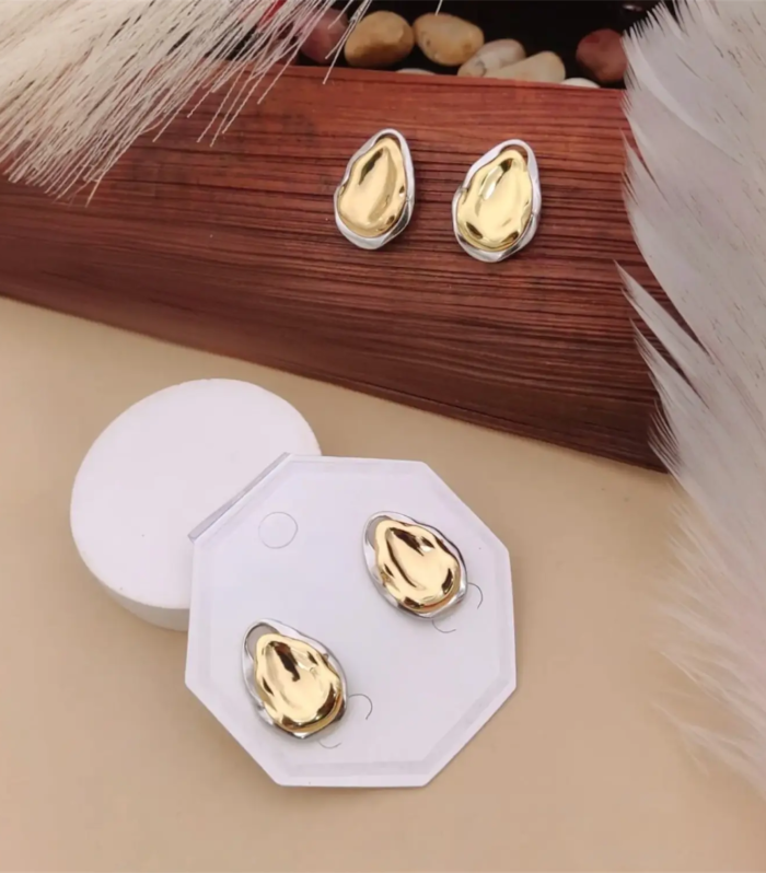 Teardrop Silver Gold Earrings