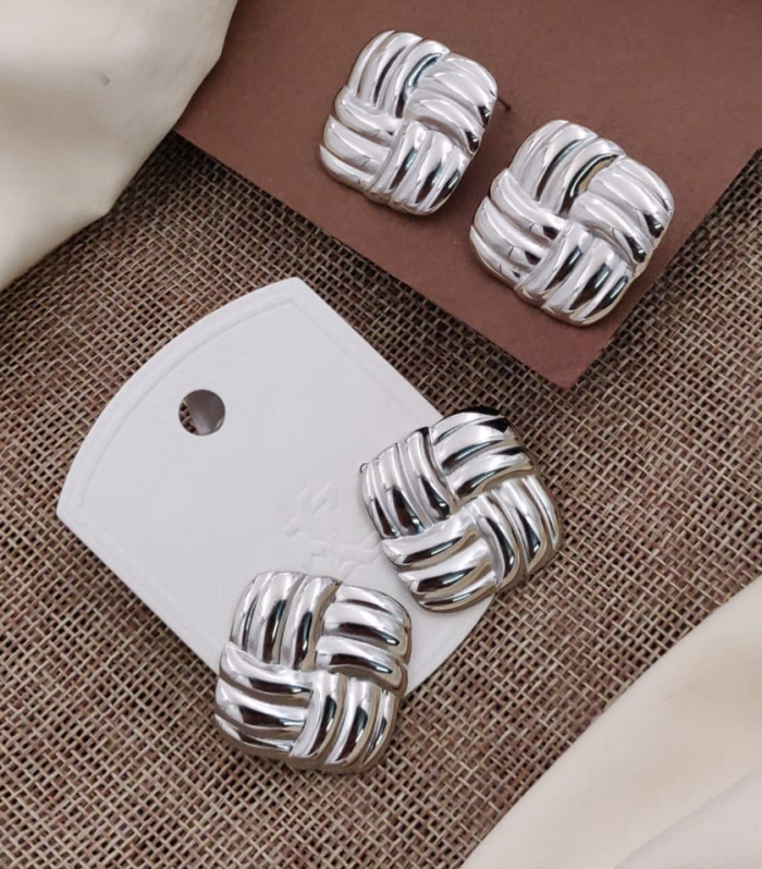 Silver-Plated Twisted Rope Earrings