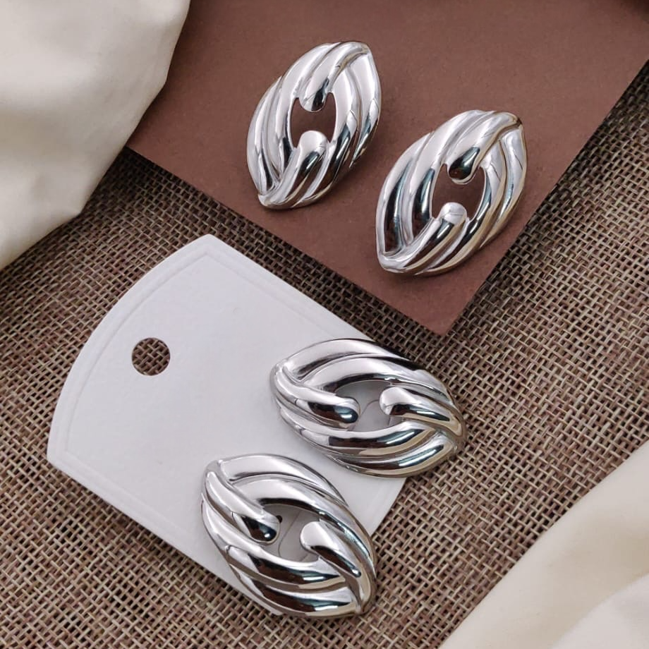 Vintage-Inspired Silver-Plated Sculptural Earrings