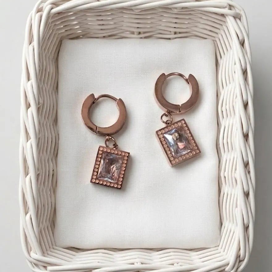 Rose Gleam Charm Hoop Earrings
