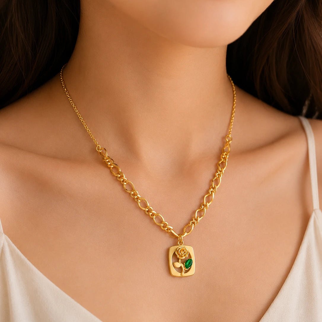 EmeraldRose Gold Link Necklace