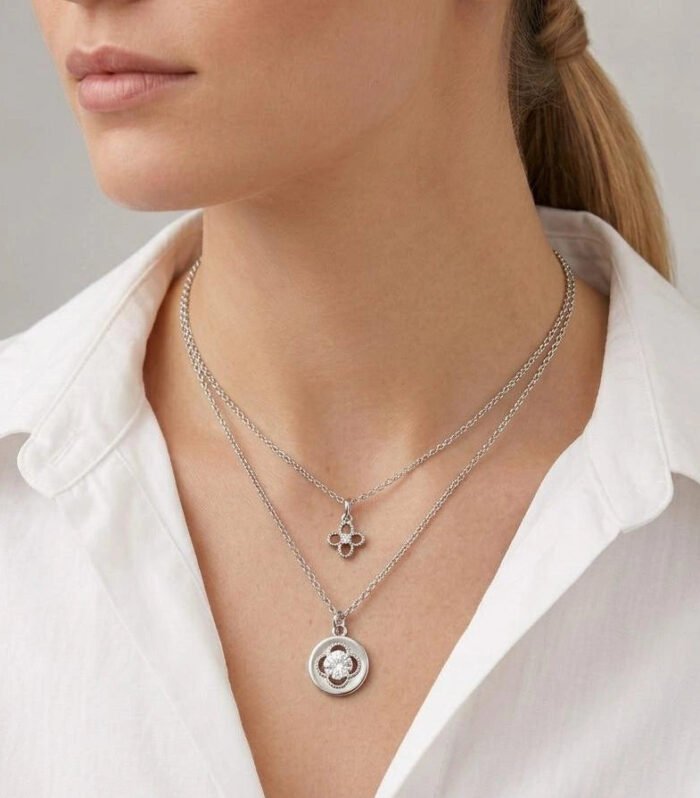 Silver Floral Layered Necklace