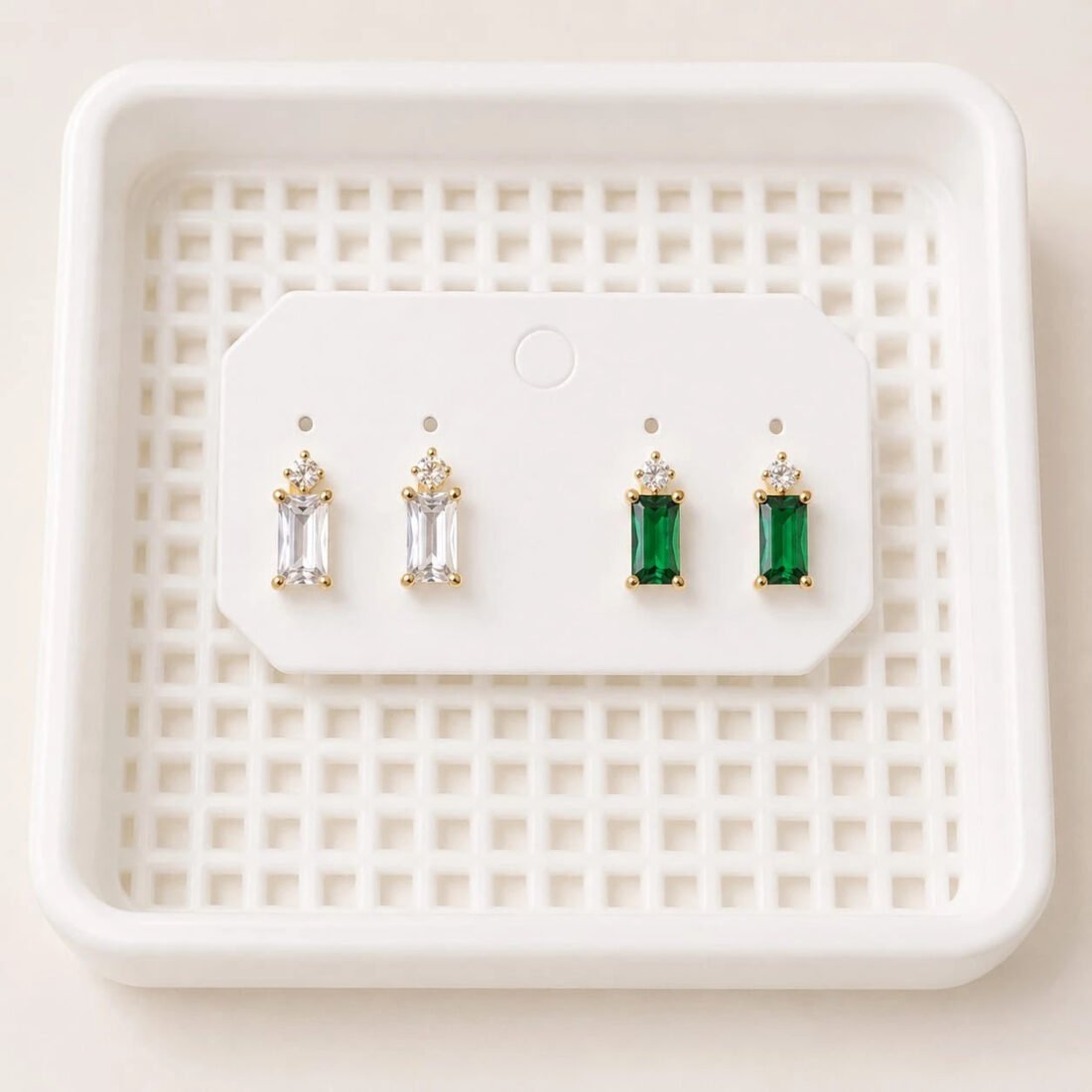 Verde Luxe Baguette Stud Earrings