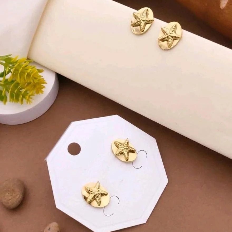 Golden Starfish Stud Earrings