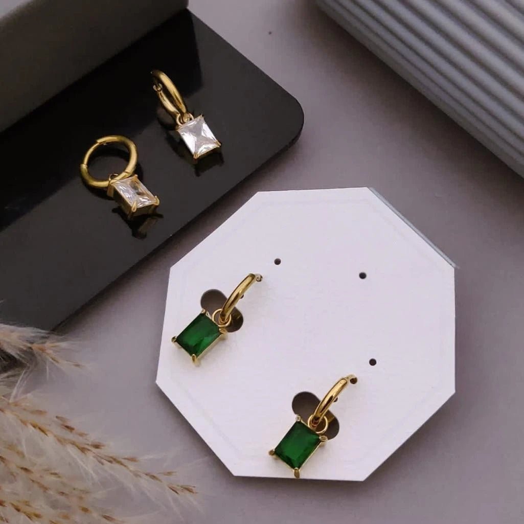 Emerald Royale Drop Hoop Earrings