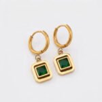 Emerald Frame Hoop Earrings