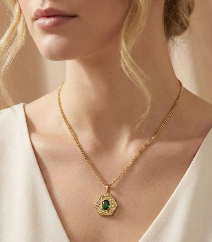 Green Gem Gold Necklace