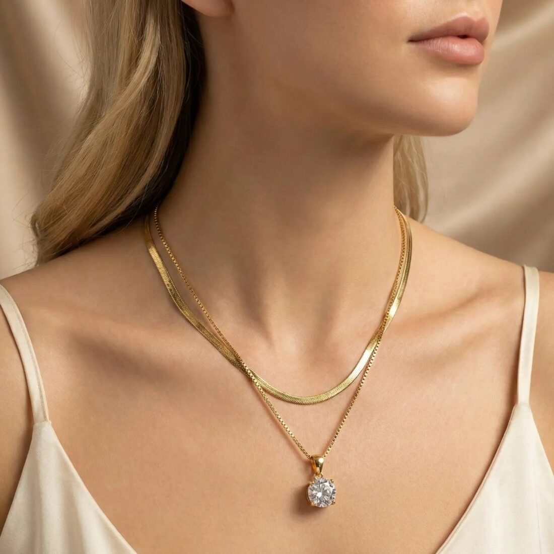 Gold Diamond Pendant Necklace