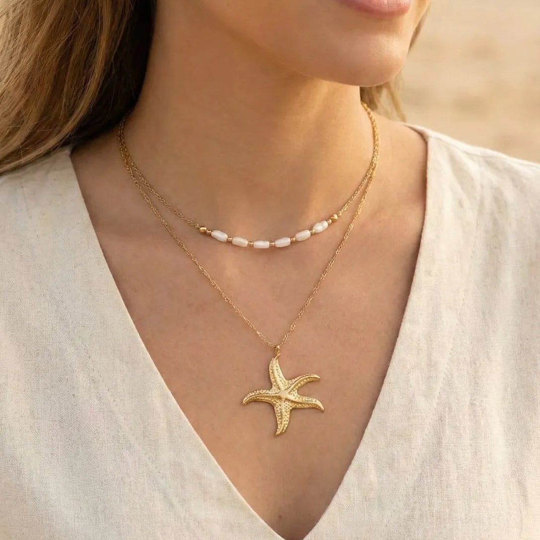 Golden Starfish Anti-Tarnish Necklace