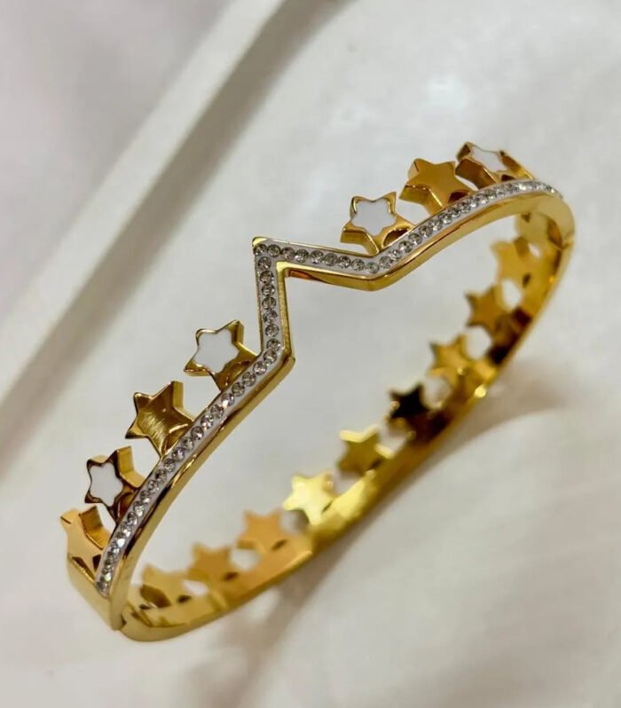 Gold-Plated Clover Zircon Kada