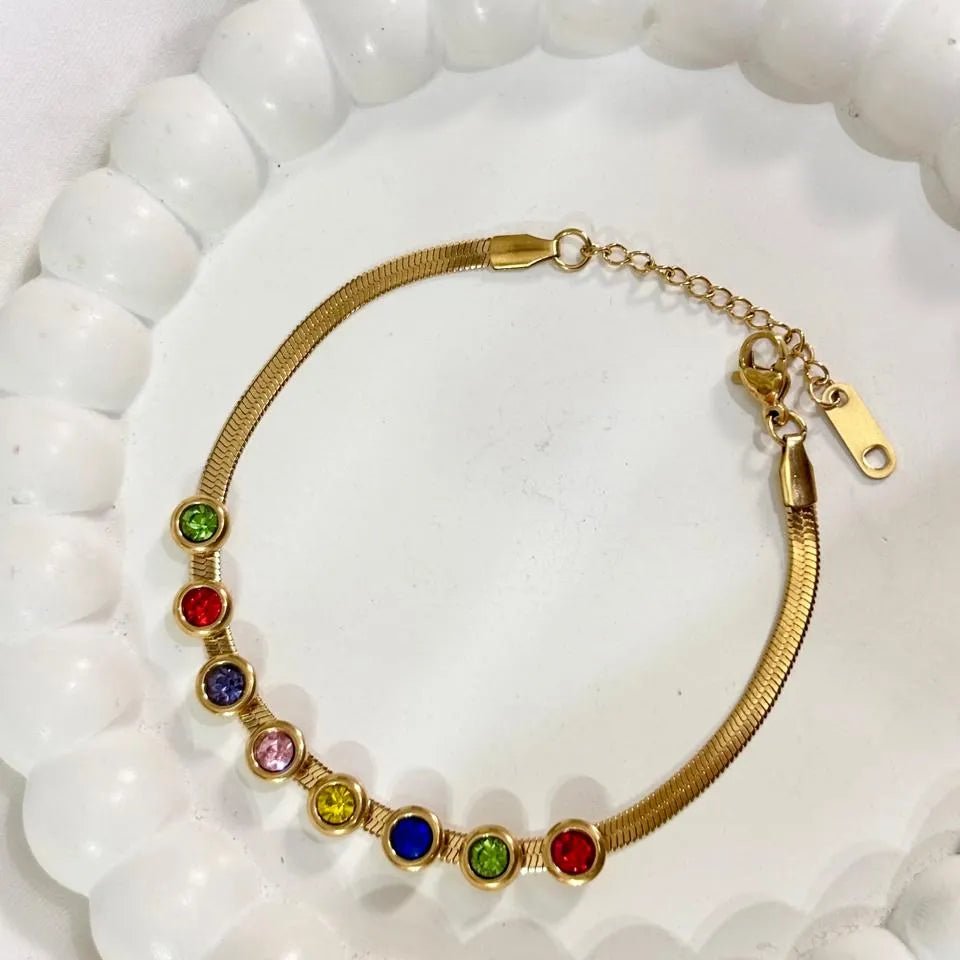 Gold-Plated Multi-Gemstone Bracelet