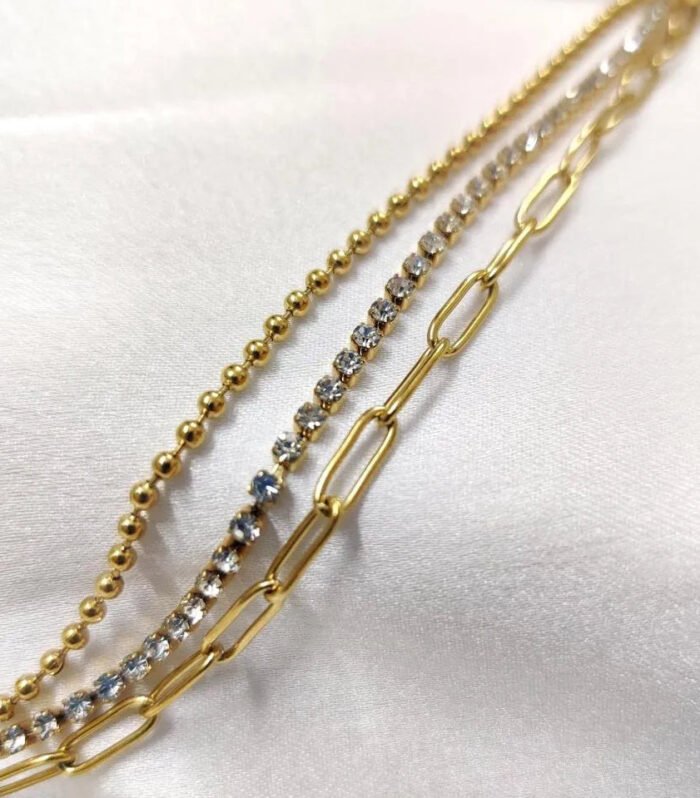 Gold-Plated Herringbone Chain Bracelet with Heart Charm