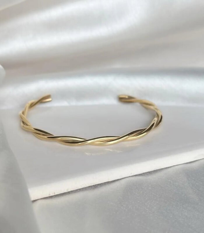 Gold/Rose Gold-Plated Twisted Open Kada