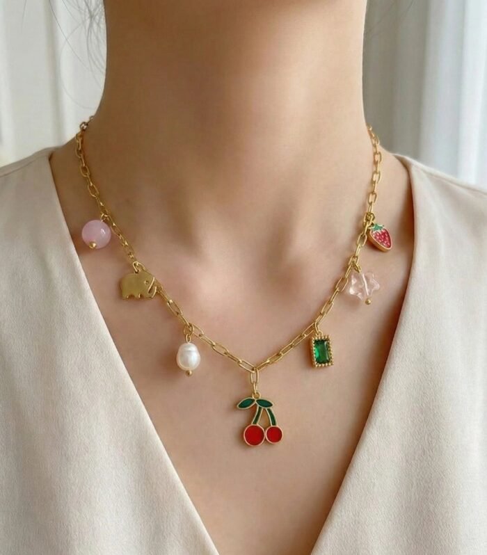 Fruit Charms Gold Charm Necklace