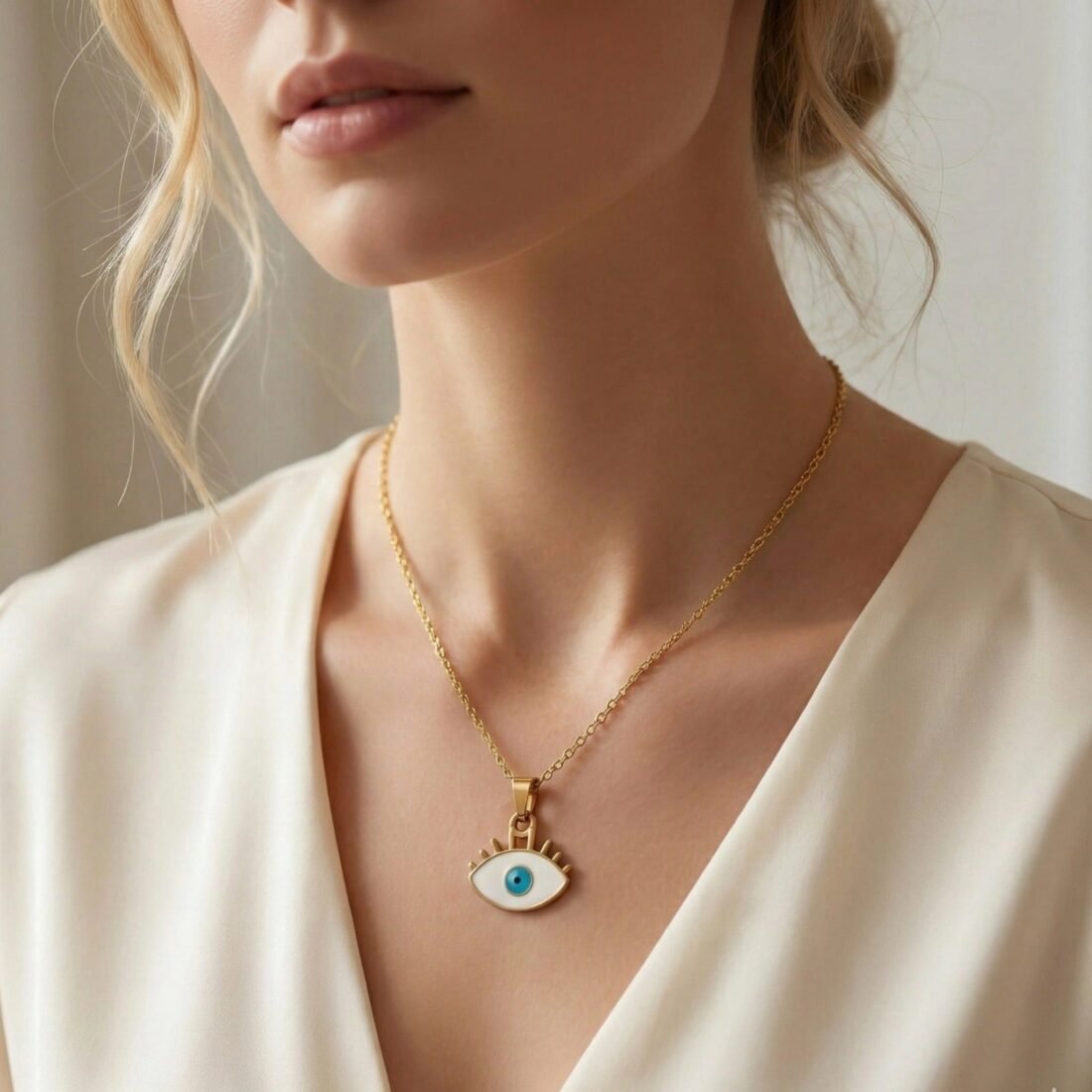 Eye of Protection Gold Necklace
