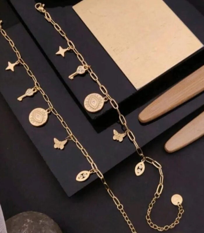 Golden Charm Link Bracelet