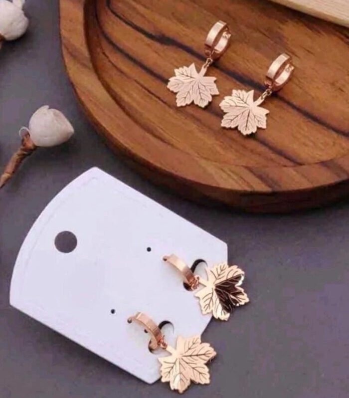 Autumn Maple Charm Hoop Earrings